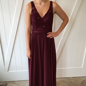 Sequined Mori Lee Evening Gown in Bordeaux